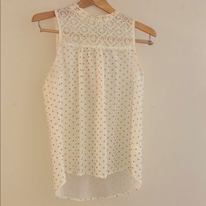 Super cute women’s lace top polka dot blouse